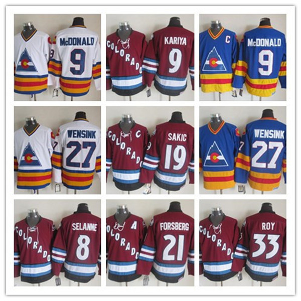 Colorado Avalanche jerseys Hockey jersey Patrick Roy Peter Forsberg 8 Teemu Selanne 19 Joe Sakic Adam Foote CCM Hockey jerseys Stitched, Black
Colorado Avalanche jerseys Hockey jersey Patrick Roy Peter Forsberg 8 Teemu Selanne 19 Joe Sakic Adam Foote CCM Hockey jerseys Stitched, Black