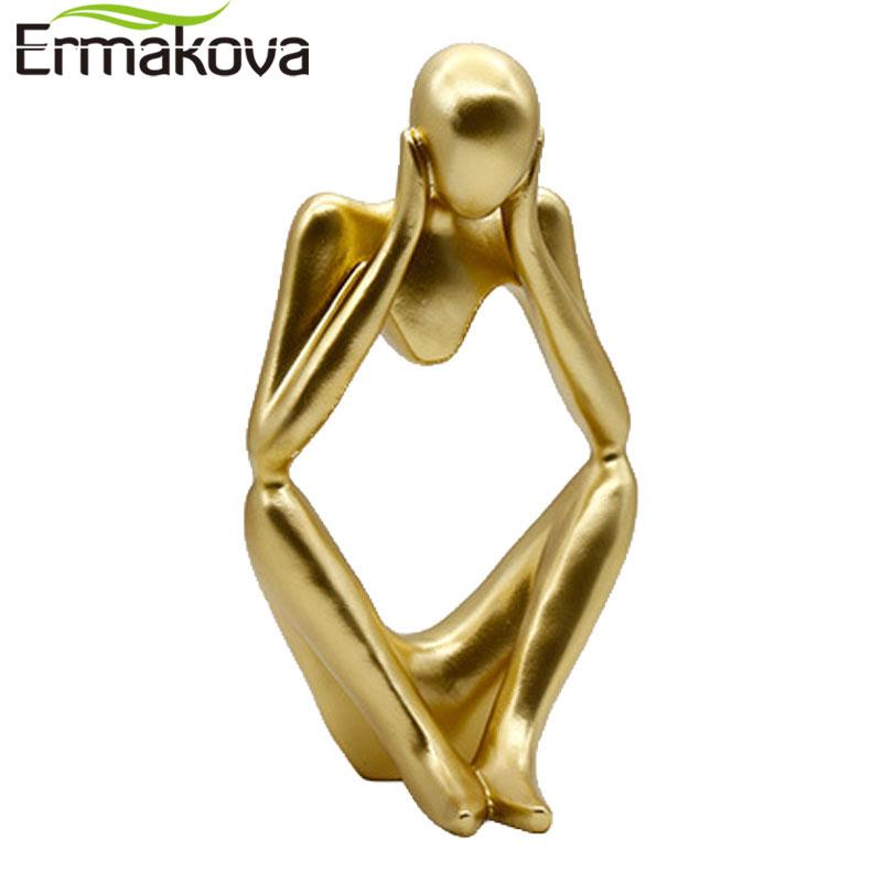 ERMAKOVA Resin Statues Creative Abstract Thinker People Sculptures Miniature Figurines Craft Office Home Decoration