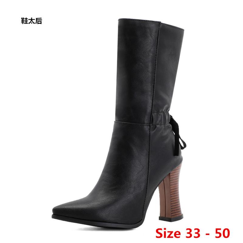 Winter Spring Autumn High Heel Mid Calf Boots Women Short Boots Woman Shoes Botas Muje Small Big Size 33 - 50, Chocolate color
Winter Spring Autumn High Heel Mid Calf Boots Women Short Boots Woman Shoes Botas Muje Small Big Size 33 - 50, Chocolate color