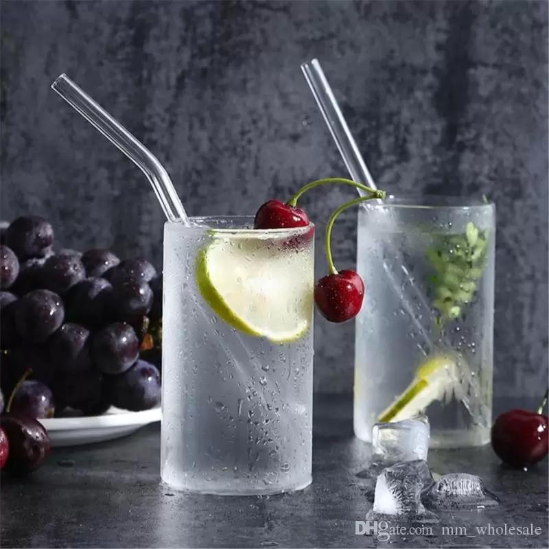 Clear Glass Straw 2008mm Reusable Straight Bent Glass Drinking Straws Brush Eco Friendly Glass Straws for Smoothies Cocktails Xu2205327