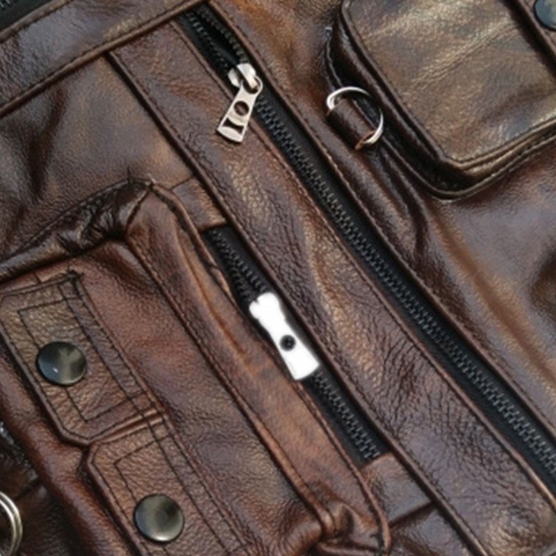 Cowhide Genuine Leather Vest Men Brown Waistcoat Male Sleeveless Jacket Thick High Quality Motorcycle Vest Multi Pocket Zipper 201216