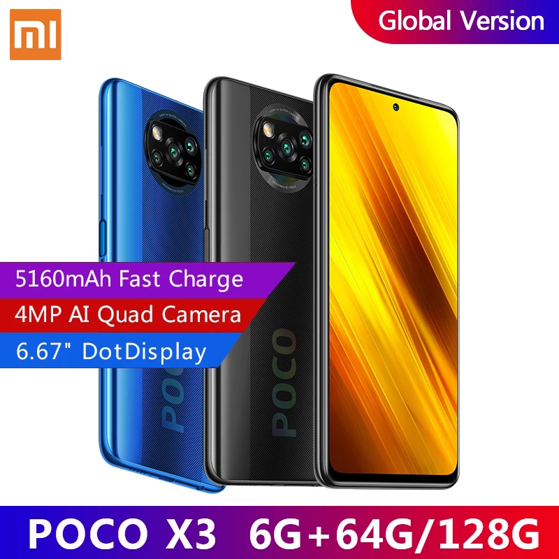 

Global Version Xiaomi POCO X3 NFC Smartphone 6GB RAM Snapdragon 732G 6.67'' FHD Dotdisplay 5160mAh 64MP Quad Camera 33W Charge, Random