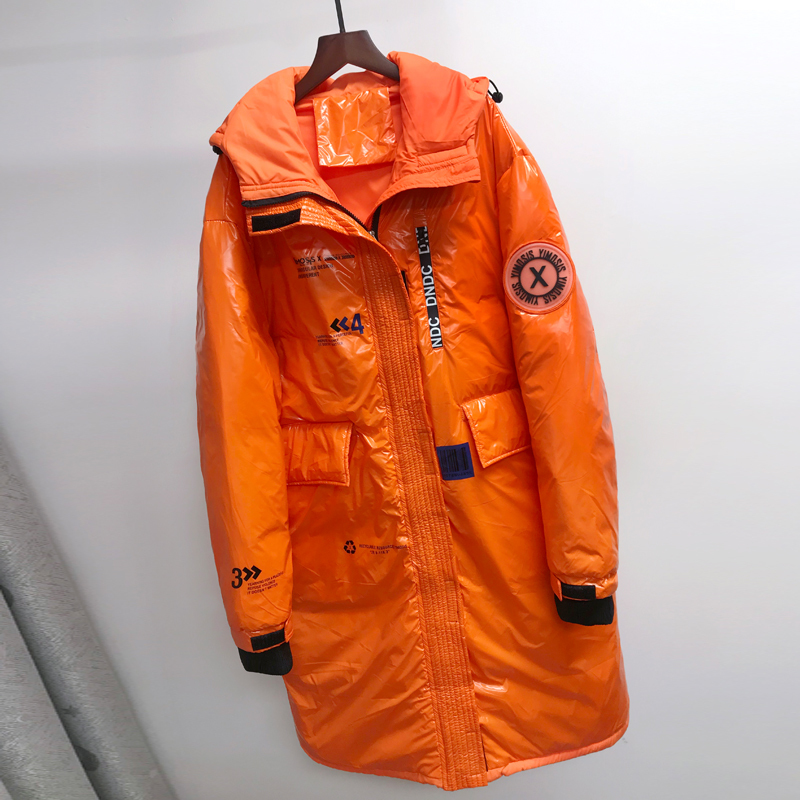 New Women Winter Long White Duck Down Jacket With Hood Female Loose Casual Thick Warm Zipper Coat Winproof Waterproof Big Size 201030