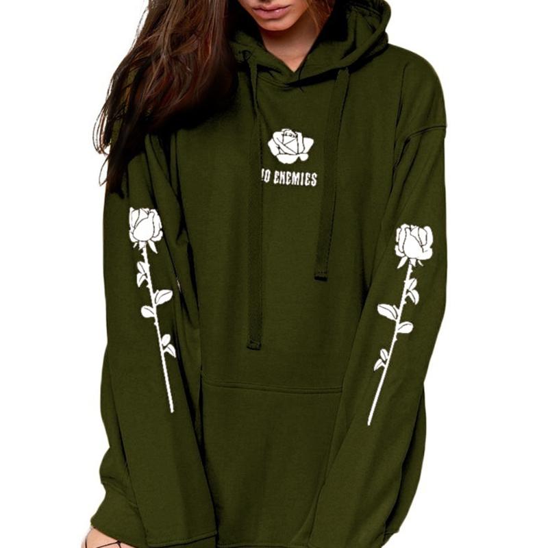 Women's Hoodies & Sweatshirts 2021 Womens Orange Sweatshirt Rose Hoodie Plus Size Kangaroo Pocket Oversized Thick