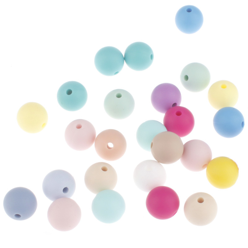 20pc Silicone Beads 15mm Round Bead Bpa Free Diy Silicone Baby Teether Necklace Bracelet Chain Food Grade Teething Beads Y1221