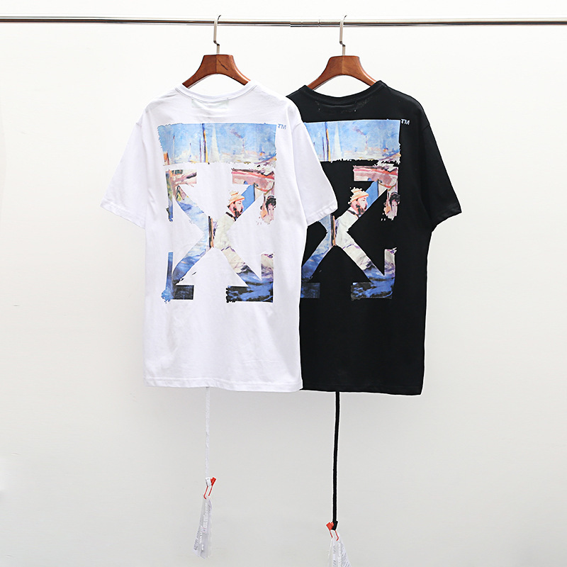 Oil Painting Arrow Trends Hip Hop Cotton Short Sleeve T-Shirt Men's Summer Wholesale Men's T-shirt Street Clothing X1214, White;black
Oil Painting Arrow Trends Hip Hop Cotton Short Sleeve T-Shirt Men's Summer Wholesale Men's T-shirt Street Clothing X1214, White;black