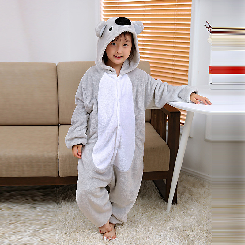 EOICIOI New Kids Pajamas Sets Flannel Boys Girls Cartoon Koala Cosplay Pyjamas Onesie Children Animal Hooded Sleepwear Winter LJ201216