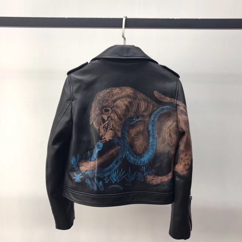 Women Genuine Leather Fashion Winter Lady Bomber Motorcycle Real Sheepskin Jackets Zippers High Quality Printed Leather 201030
