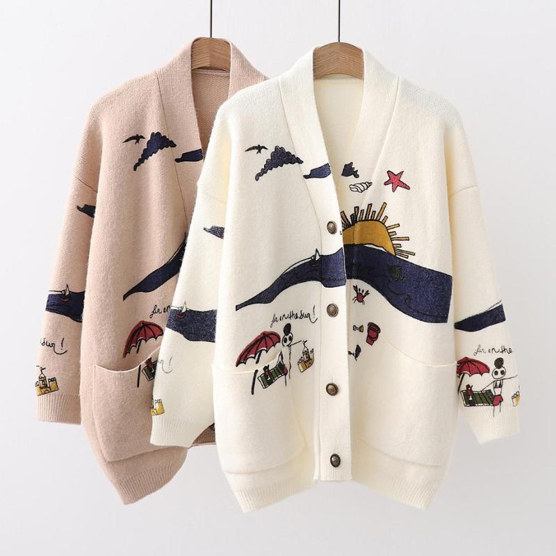 Korobov 2019 New Spring Autumn Women Sweaters Long Sleeve Cartoon Female Cardigans Mujer Knitwear 769461, Begie cardigan
Korobov 2019 New Spring Autumn Women Sweaters Long Sleeve Cartoon Female Cardigans Mujer Knitwear 769461, Begie cardigan