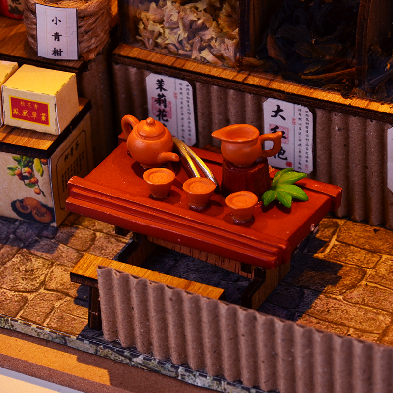 Cutebee DIY House Miniature with Furniture LED Model Building Blocks Toys for Children Casa De Boneca Chinese Folk Architecture Y1201