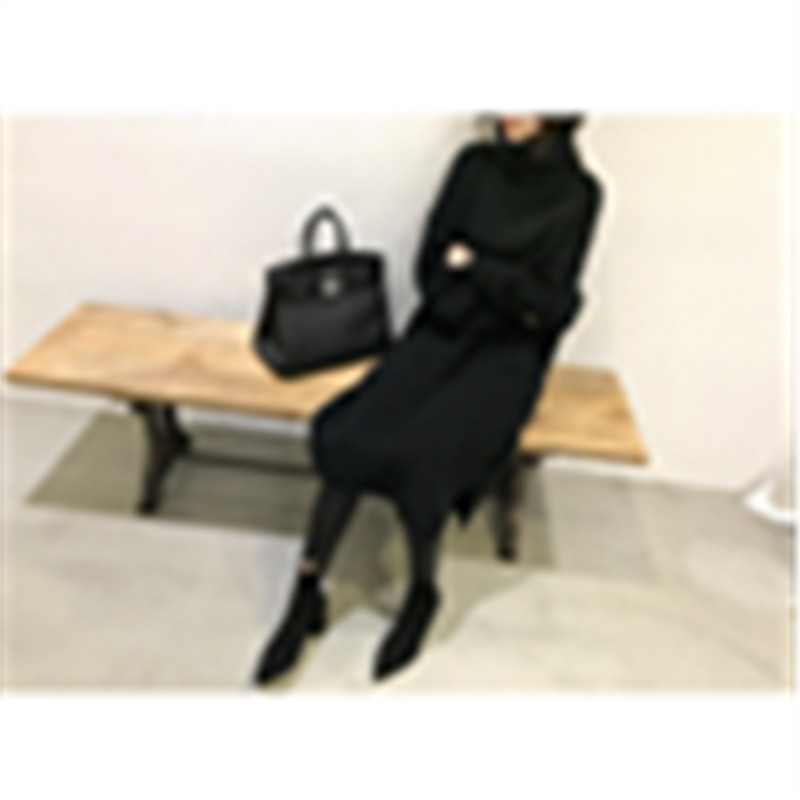 Oversize Autumn Winter Knitted Dress Women Turtleneck Long Sleeve Warm Sweater Dress Casual Solid Loose Dress Robe Femme Vestido 201110