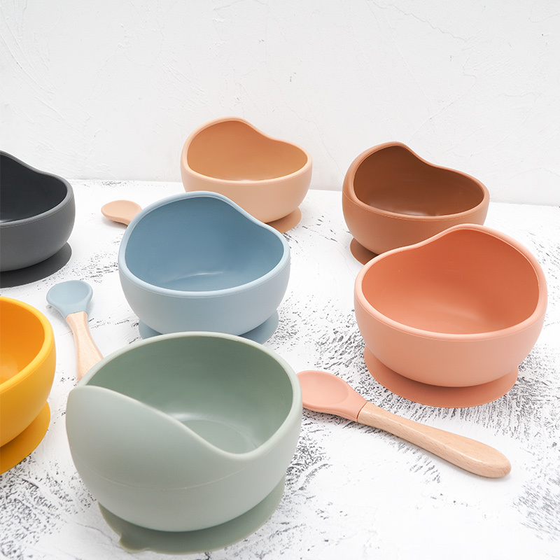 Muslinlife Silicone Baby Feeding Set Waterproof Spoon Non-Slip Feedings Silicone Bowl Tableware Teeth Baby Feeding Supplies LJ201221