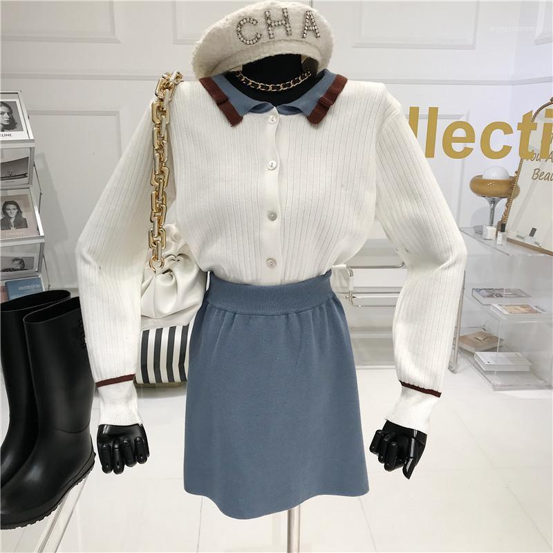 Autumn/winter 2020 New Loose Contrast Doll Collar Slim Knit Sweater Coat Gentle Wind Short Skirt Two-piece Set1, White
Autumn/winter 2020 New Loose Contrast Doll Collar Slim Knit Sweater Coat Gentle Wind Short Skirt Two-piece Set1, White