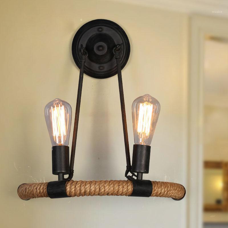 Vintage Retro Rope Iron Wall Lamp Industrial Loft E27 2 Heads Wall Lights Rustic Sconce Light For Art Gallery1
Vintage Retro Rope Iron Wall Lamp Industrial Loft E27 2 Heads Wall Lights Rustic Sconce Light For Art Gallery1