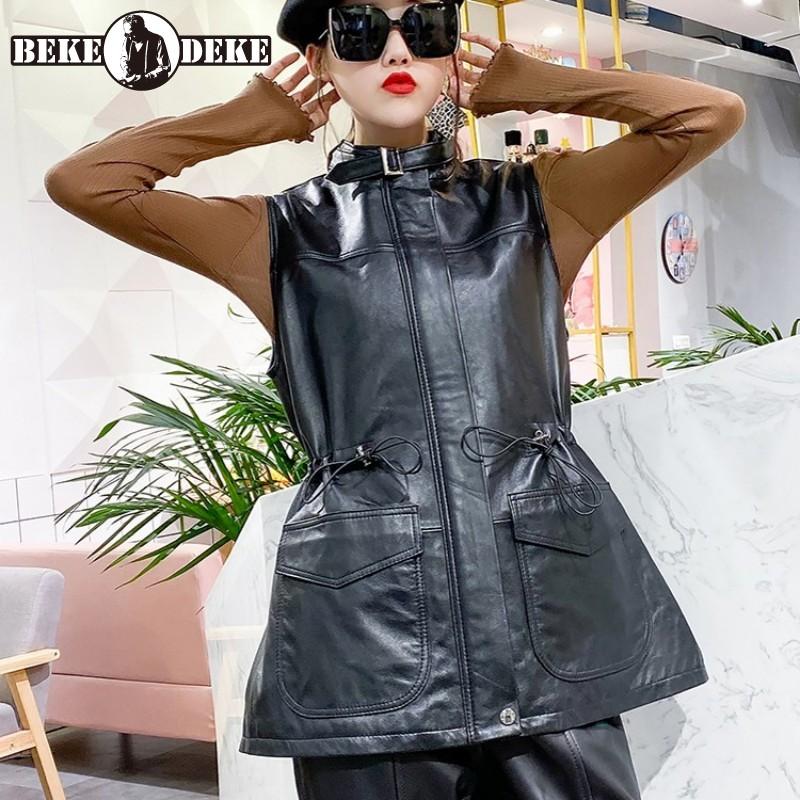 Genuine Leather Black Vest Women Street Sleeveless Zipper Office Jacket Autumn Winter Drawstring Slim Biker Waistcoat -3XL
Genuine Leather Black Vest Women Street Sleeveless Zipper Office Jacket Autumn Winter Drawstring Slim Biker Waistcoat -3XL