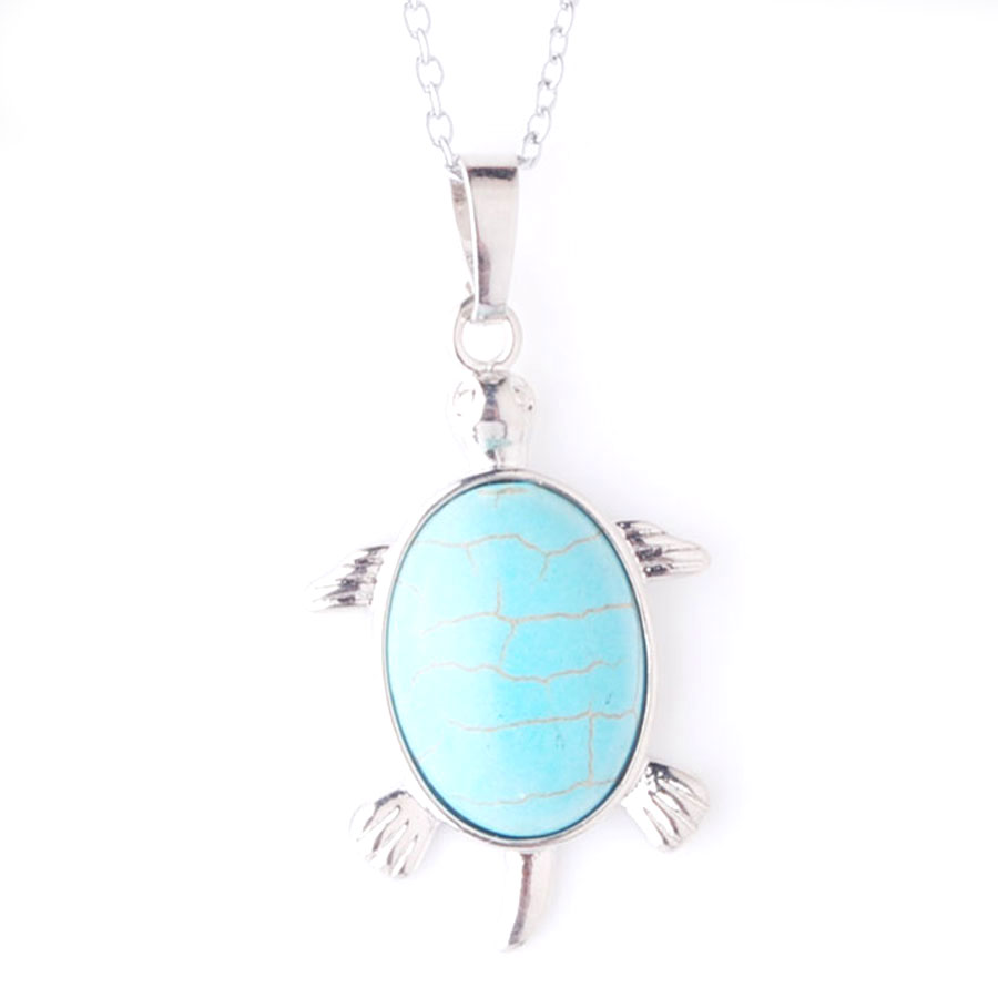 WOJIAER Natural Tigers Eye Agate Stone Tiny Turtle Pendants Necklaces Reiki Lucky Animal Sea Charm Jewelry for Women BE910