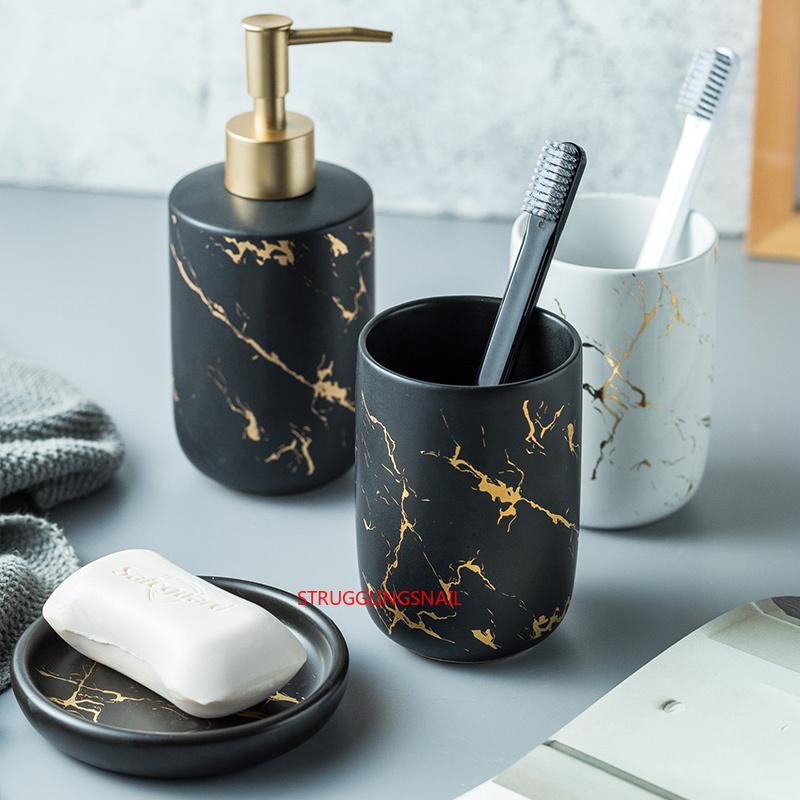 Luxury Ceramic Bathroom Accessory Set Marble Soap Dispenser Pump Bottle Home Couple Mouthwash Cup Soap Dish Washing Tools
Luxury Ceramic Bathroom Accessory Set Marble Soap Dispenser Pump Bottle Home Couple Mouthwash Cup Soap Dish Washing Tools