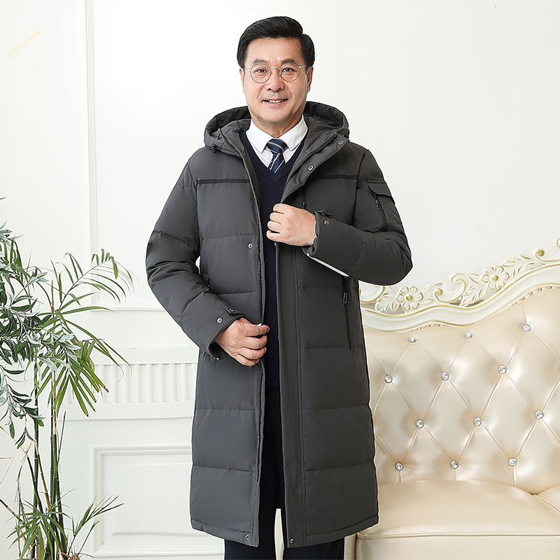 -30 Degree Middle-aged Men Winter Down Coat For Father Plus Size 4XL Long White Duck Down Jacket Men Hooded Loose Down Parka Men 201103