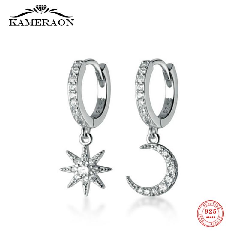 100% S925 Real Sterling Silver Women Hoop Earrings Asymmetric Single Diamond Star Micro-set Moon Earrings Jewelry Gift for Women
100% S925 Real Sterling Silver Women Hoop Earrings Asymmetric Single Diamond Star Micro-set Moon Earrings Jewelry Gift for Women