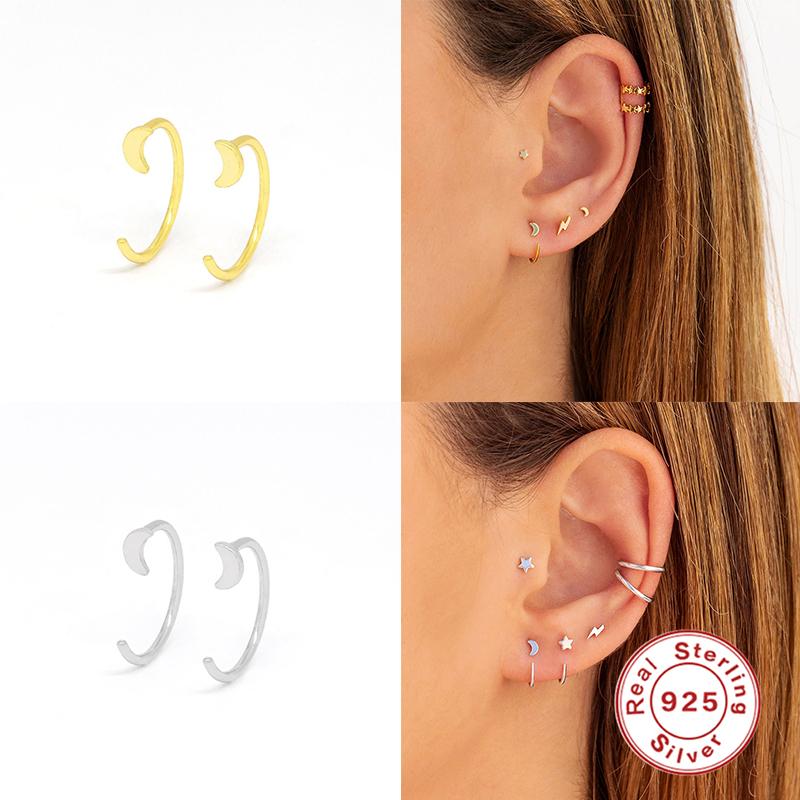 GS 925 Sterling Silver Cute Small Moon Stud Earrings For Women Girls Big Hook Ear Wrap Stud Fashion Pendientes Brincos Aretes 
GS 925 Sterling Silver Cute Small Moon Stud Earrings For Women Girls Big Hook Ear Wrap Stud Fashion Pendientes Brincos Aretes