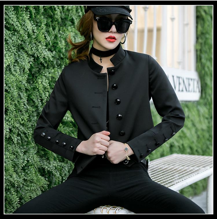women Black single-row button collar Zhongshan suit jacket for women in spring 2020 Chic casual slim neutral short suit
women Black single-row button collar Zhongshan suit jacket for women in spring 2020 Chic casual slim neutral short suit
