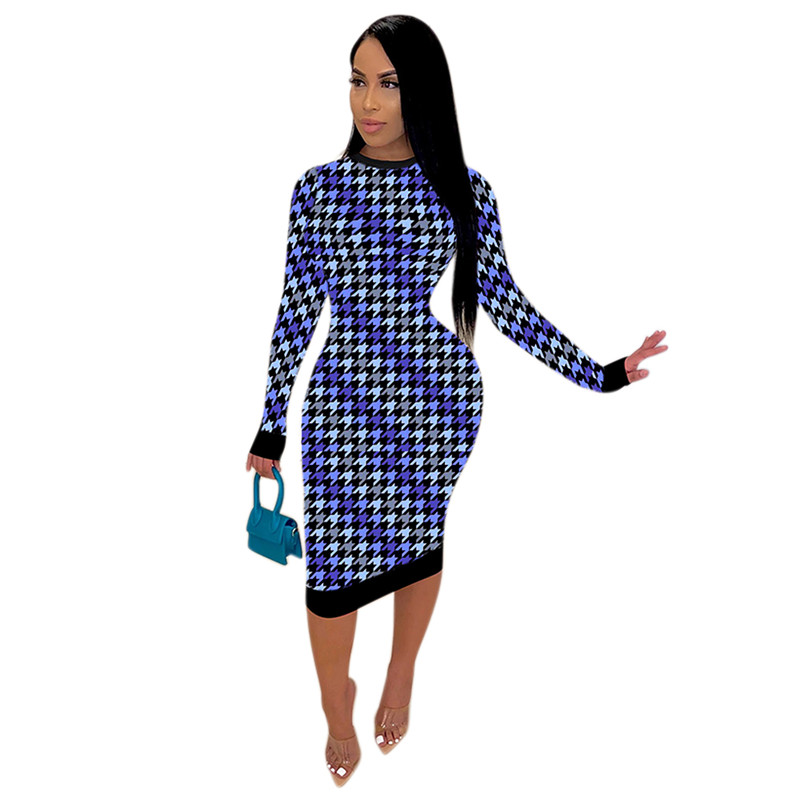 New Long Sleeve Dresses Women Plus Size 3XL 4XL Bodycon Dress Wholesale Causal Midi Skirt Sexy Hip Package Dress Bulk pencil skirts fall clothes 6915