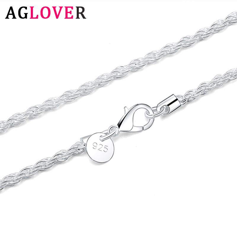 AGLOVER 925 Sterling Silver 16/18/20/22/24 Inch 3MM Rope Chain Necklace For Woman Man Fashion Wedding Jewelry Gift
AGLOVER 925 Sterling Silver 16/18/20/22/24 Inch 3MM Rope Chain Necklace For Woman Man Fashion Wedding Jewelry Gift