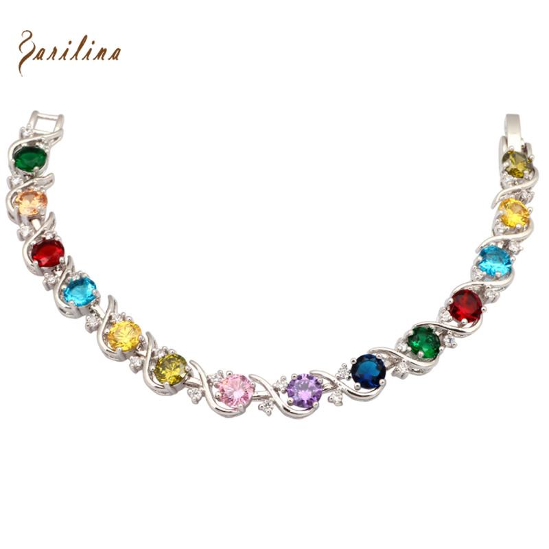 Charm Bracelets Exquisite Silver Color Bangles Colorful Cubic Zirconia Fashion Jewelry Austrian Crystal 18cm 7.08 Inch B364
Charm Bracelets Exquisite Silver Color Bangles Colorful Cubic Zirconia Fashion Jewelry Austrian Crystal 18cm 7.08 Inch B364