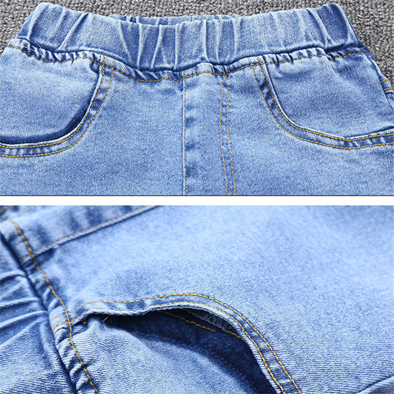 Girl Teenage Skinny Jeans Arrival Kids Classic High Waist Skinny Jeans Medium Blue Denim Pants Letter Print Baby Trousers LJ201127