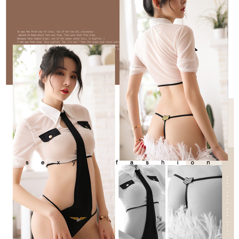 Correctional cosplay shirt perspective uniform t-back female tie erotic costume sexy lingerie 1, Orange
Correctional cosplay shirt perspective uniform t-back female tie erotic costume sexy lingerie 1, Orange