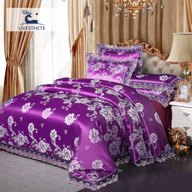 Liv-Esthete Bedding Set Purple Jacquard Lace Home Decor Duvet Cover Flat Sheet With Elastic Band Fitted Sheet King Bed Linen Set, 017
Liv-Esthete Bedding Set Purple Jacquard Lace Home Decor Duvet Cover Flat Sheet With Elastic Band Fitted Sheet King Bed Linen Set, 017