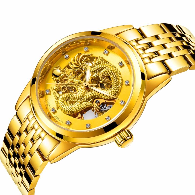 Men's Watch Skeleton Waterproof relogio masculino Gold Dragon Automatic Mechanical Wristwatches Stainless Steel Band
Men's Watch Skeleton Waterproof relogio masculino Gold Dragon Automatic Mechanical Wristwatches Stainless Steel Band