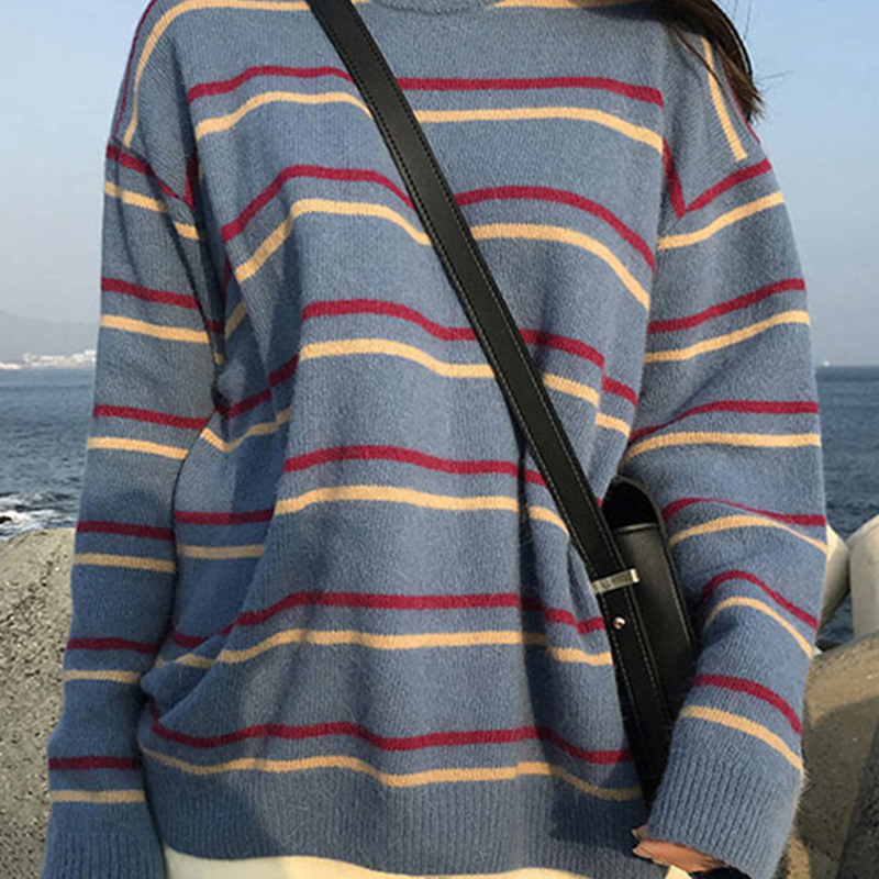2021 New Harajuku Knitted Outwear Pullovers Women Sweaters Chic Daily Tops Soft Autumn O-neck Sweet Student Striped Clothes Ozhj
2021 New Harajuku Knitted Outwear Pullovers Women Sweaters Chic Daily Tops Soft Autumn O-neck Sweet Student Striped Clothes Ozhj
