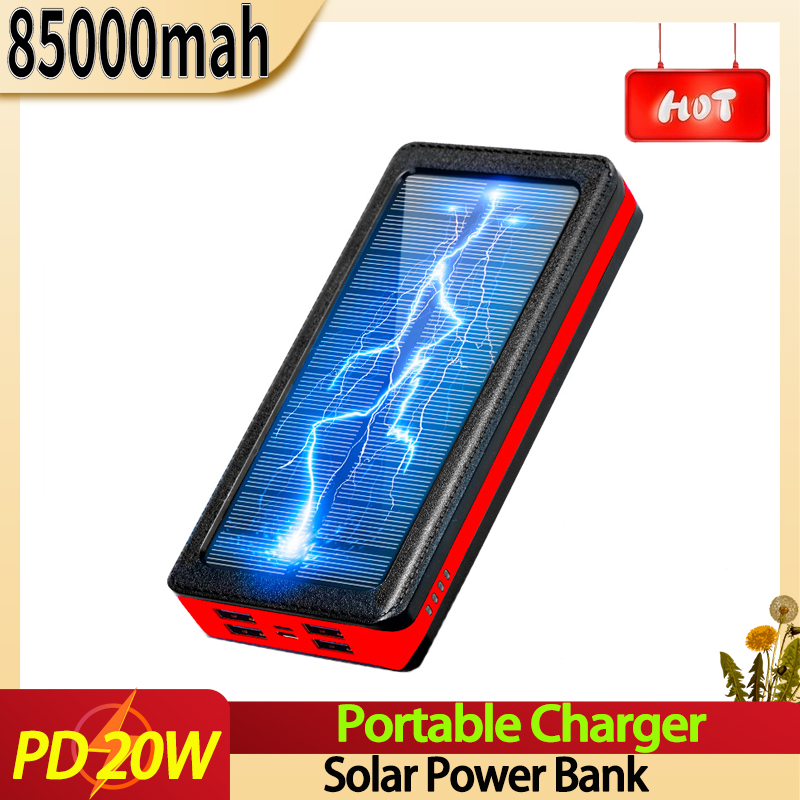 85000mAh Solar Power Bank Phone Portable Fast Charger with LED Light 4 USB Ports External Battery for Xiaomi Iphone Samsung
85000mAh Solar Power Bank Phone Portable Fast Charger with LED Light 4 USB Ports External Battery for Xiaomi Iphone Samsung