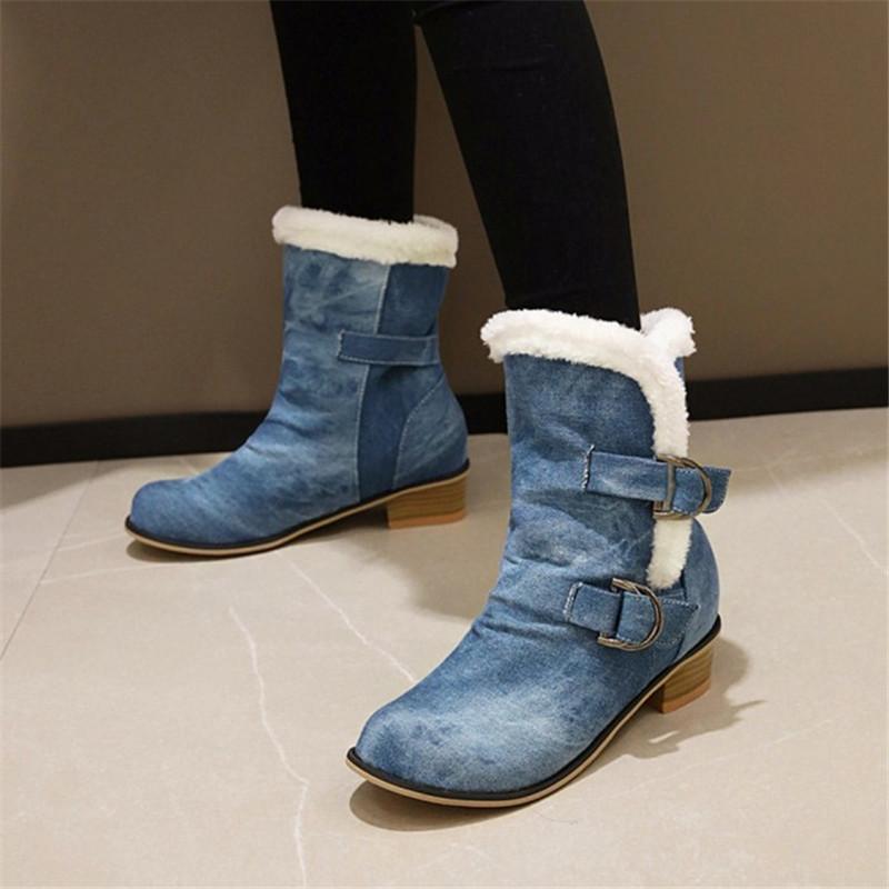 PXELENA 2020 Hot Denim Ankle Boots for Women Chunky Low Heels Blue Buckle Winter Cowboy Boots Casual Shoes Blue Large Size 34-45, Black
PXELENA 2020 Hot Denim Ankle Boots for Women Chunky Low Heels Blue Buckle Winter Cowboy Boots Casual Shoes Blue Large Size 34-45, Black