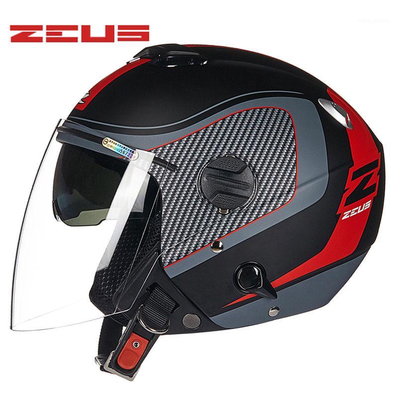 

ZEUS Motorcycle Dual Visors Half Helmet 4 Seasons Motorbike Open Face Capacete Da Motocicleta Cascos Moto Casque XXXL Helmets1, Gloss