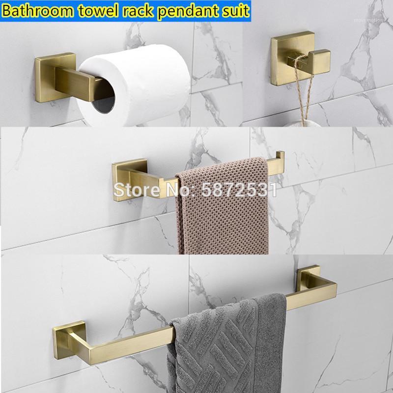Towel rack set four piece stainless steel wire drawing gold bathroom hardware kit towel bar toilet paper holder clothes hook1
Towel rack set four piece stainless steel wire drawing gold bathroom hardware kit towel bar toilet paper holder clothes hook1