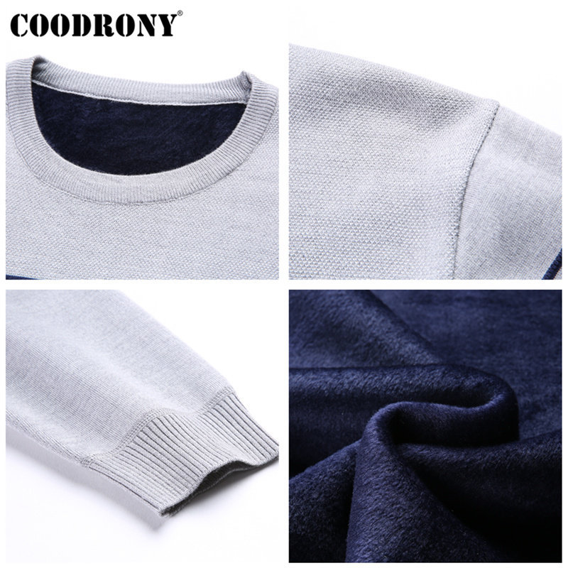 COODRONY Christmas Sweater Men Cotton Liner O-Neck Pull Homme Winter Thick Warm Wool Mens Sweaters Casual Pullover Men H017 201224