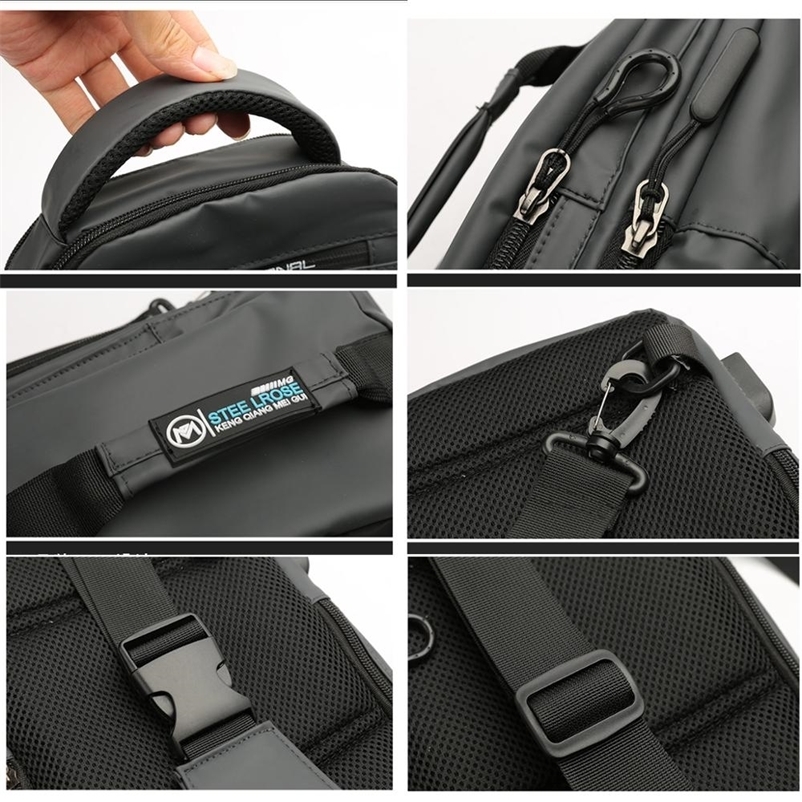Work Crossbody Bags Men USB Charging Pack Short Trip Messengers Chest Water Repellent Shoulder Bag Male Y201224