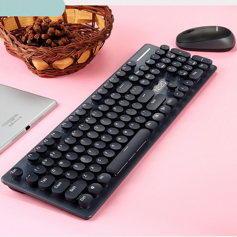 Wireless Gaming Keyboard and Mouse Combos Slim Rose Gold Color 24GHz Keyboard Comfortable Touch Combos with Receiver for Office L