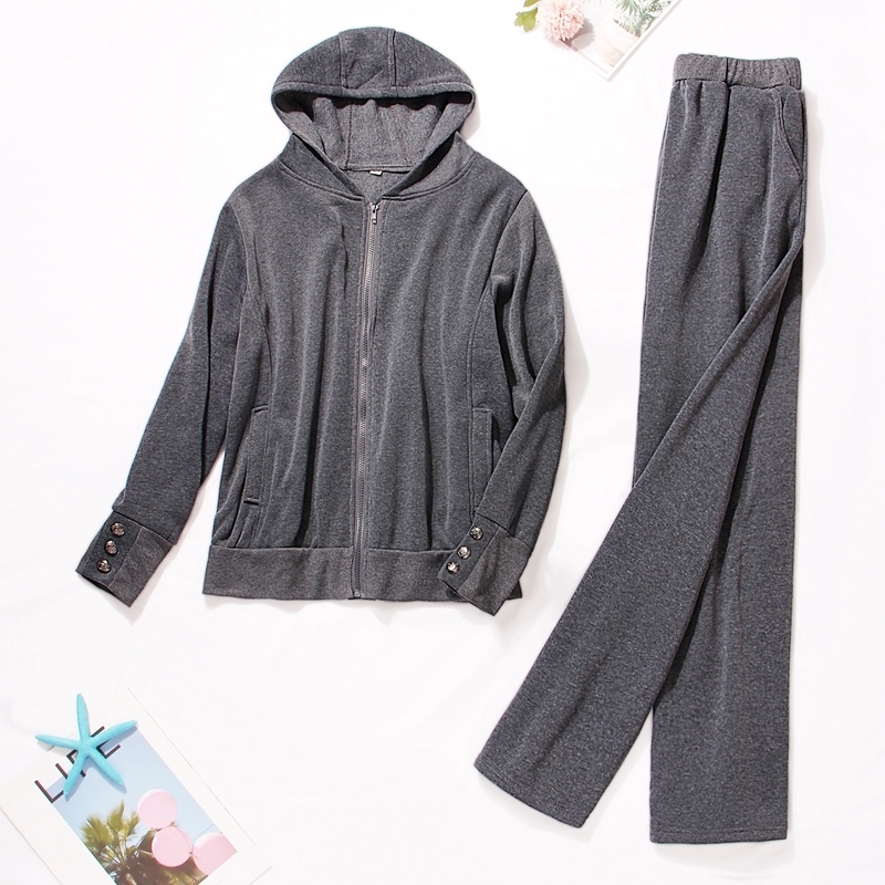 Women's Sets Autumn Winter Women Hoodie Pants Set Zipper Tracksuit Sweatshirt Trousers Sportswear Tracksuit Suits T201031