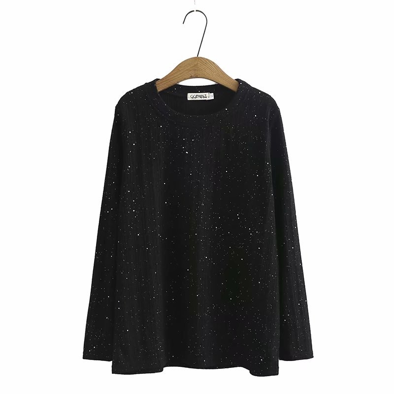 Gray Plus Dark Length Long Sleeve Around Neck Spring Fall Simple Mesh Tshirts Basic with Glitter Arba, Brown
Gray Plus Dark Length Long Sleeve Around Neck Spring Fall Simple Mesh Tshirts Basic with Glitter Arba, Brown