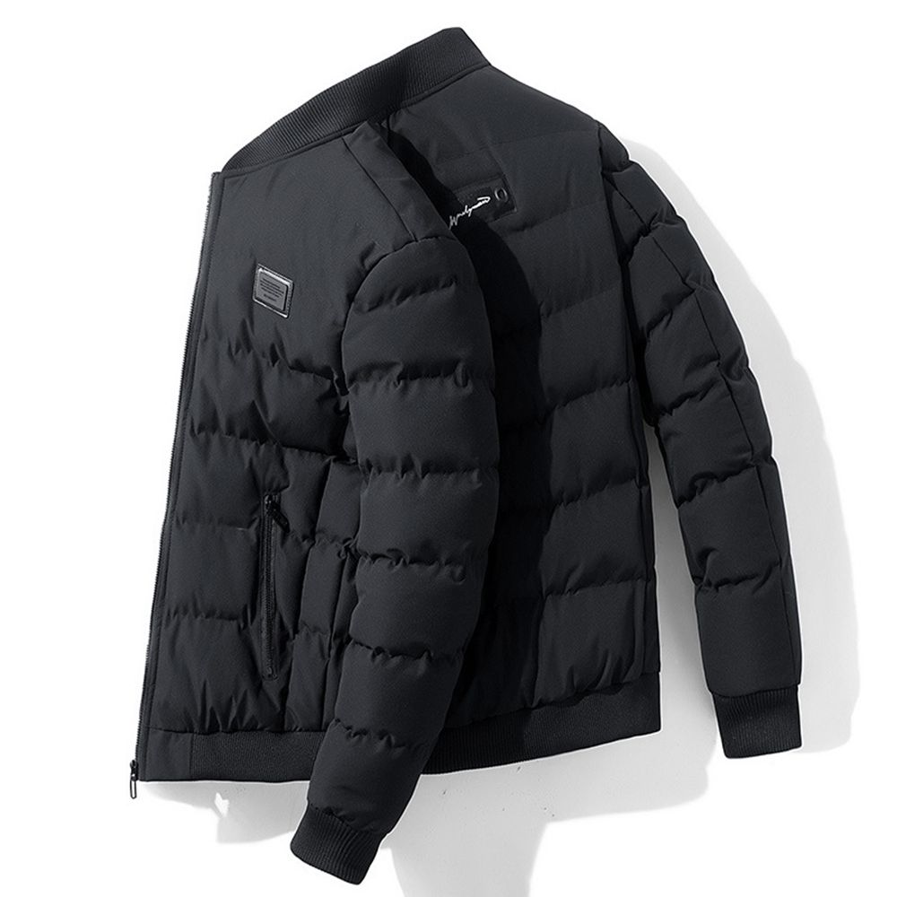 Mens Parka Coat Thick Cotton-Padded Jacket Stand Collar Warm Bomber Jacket Mens Winter Casual Slim Jacket Outwear Sport Coat 201128