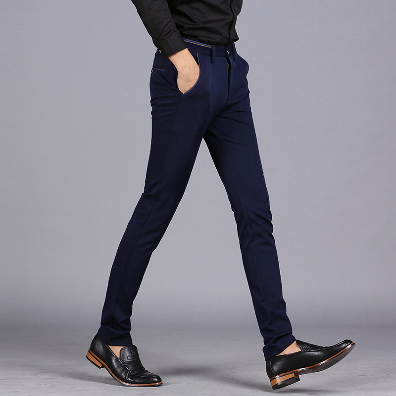 Spring Non-Iron Dress Men Classic Pants Fashion Business Chino Pant Male Stretch Slim Fit Elastic Long Casual Black Trouser 201125