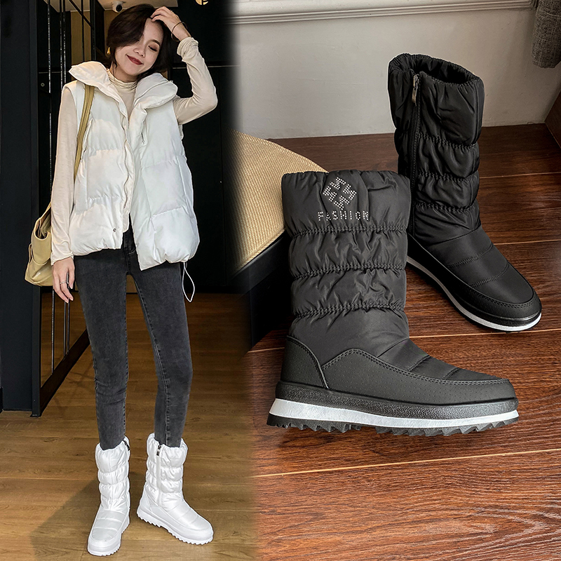 Russian dwaterproof ankle water down cloth warm winter women's up zip Snow boots imitation lamb's hair S17N, Black
Russian dwaterproof ankle water down cloth warm winter women's up zip Snow boots imitation lamb's hair S17N, Black
