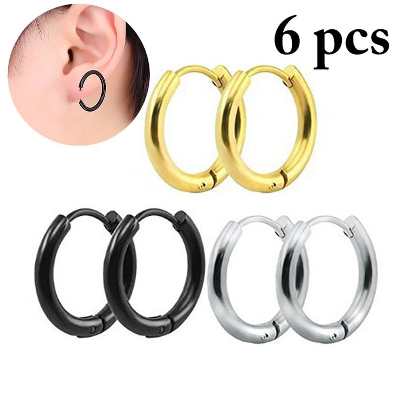 Hoop & Huggie 3 Pairs Classic Punk Round Stainless Steel Earrings Circle For Women Men Piercings Jewelry, Golden;silver
Hoop & Huggie 3 Pairs Classic Punk Round Stainless Steel Earrings Circle For Women Men Piercings Jewelry, Golden;silver