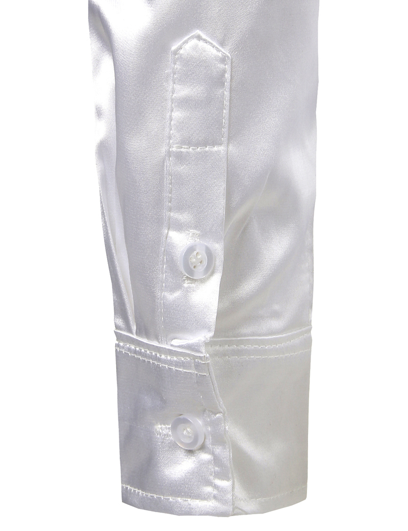 Men's 2 Pieces (Shirt+Tie) White Silk Satin Dress Shirts Slim Fit Long Sleeve Button Down Shirt Male Wedding Party Prom Chemise 201120