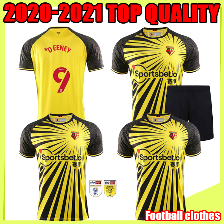 2020 2021 Customized JOAO PEDRO Watford Soccer Jerseys FC 20 21 home yellow I.SARR DEENEY CLEVERLEY JAMES GARNER Men kids Football Shirt, Black;yellow