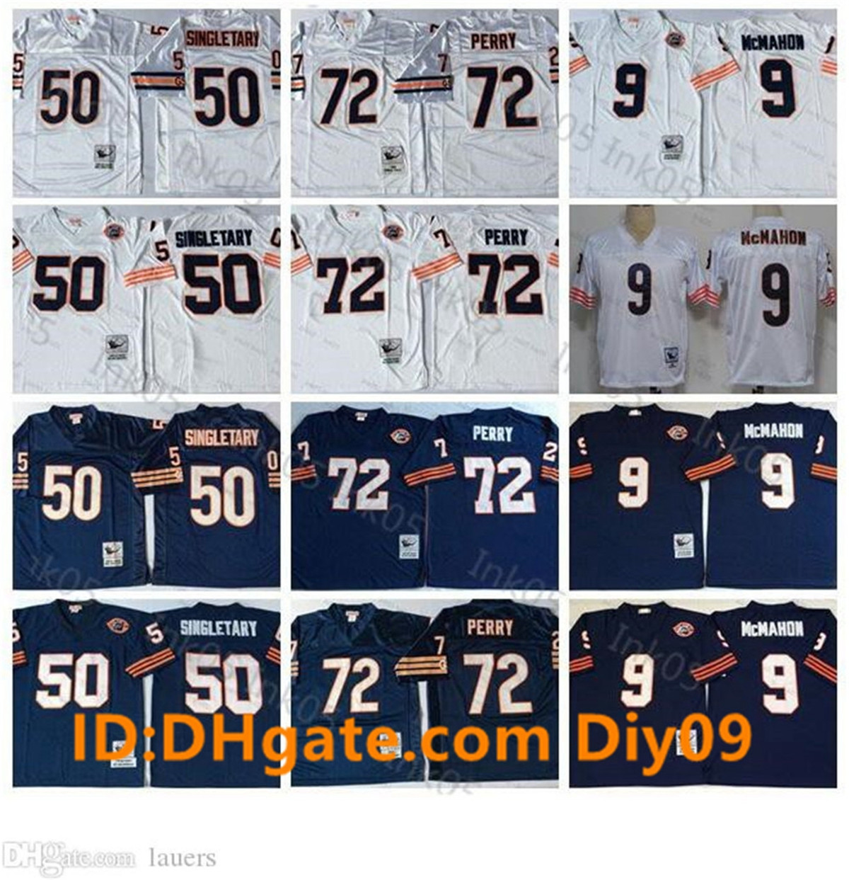 VintageChicagoBearsFootball Jerseys 9 Jim McMahon 72 William Perry 50 Mike Singletary Mitchell & Ness White Navy Retr, Black;red
VintageChicagoBearsFootball Jerseys 9 Jim McMahon 72 William Perry 50 Mike Singletary Mitchell & Ness White Navy Retr, Black;red