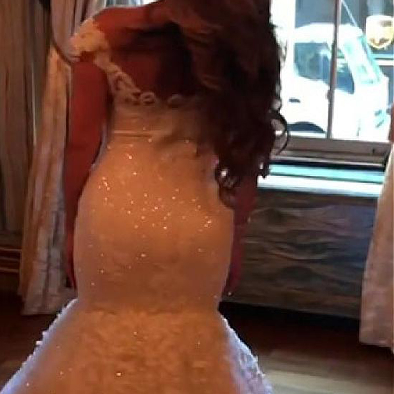 Shiny Mermaid Lace Dresses Bridal Gowns Bride Off Shoulder vestidos de noiva Plus Size Long Bg Sequins Trumpet Wedding Dress